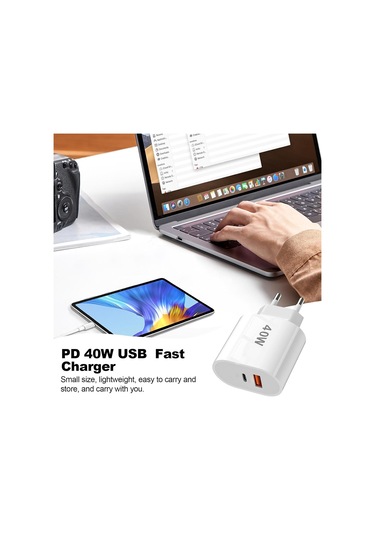 Tonex 40w Usb-a + Type-c Pd Çıkışlı Type-c To Lightning Kablolu Şarj Aleti Beyaz