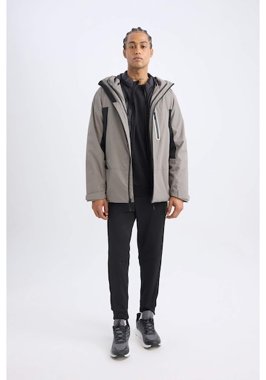 DeFactoFit Su İtici İnce Yağmurluk,Kalın Mont 2'li Set Kapüşonlu Fermuarlı Su Geçirmez C6055AX24WNKH464