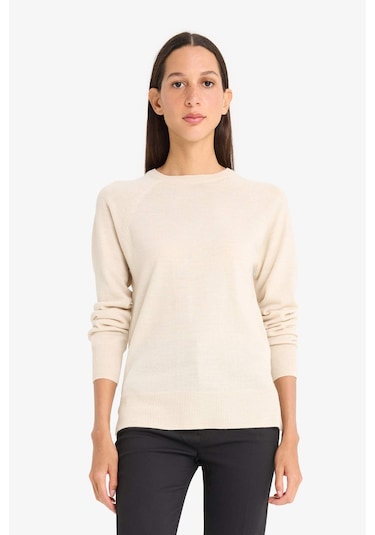 Defacto Relax Fit Bisiklet Yaka Basic Düz Triko Kazak I6913az25wnbg420 Bej