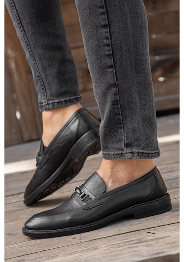 D0699 Günlük Ortopedik Hakiki Deri Erkek Klasik Ayakkabı Siyah