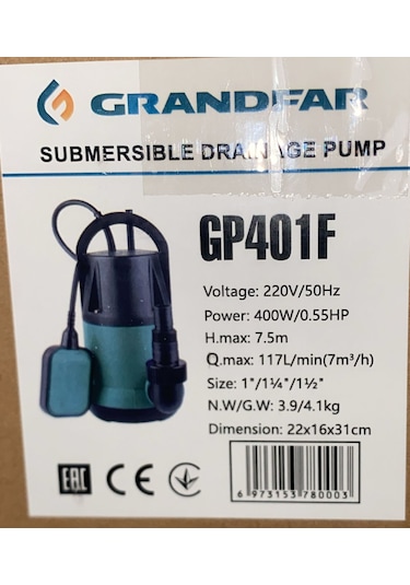 Grandfar Gp401f Drenaj Pompası - 400 Watt