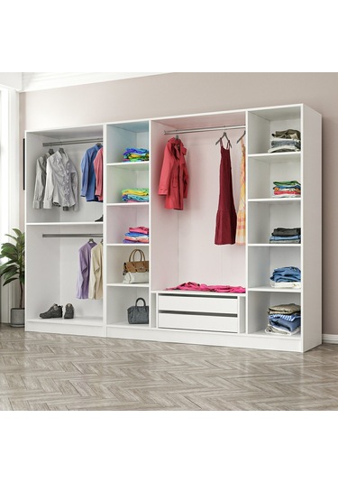 Minar Kale 6 Mebran Panjur Kapaklı 2 Çekmeceli Dolap Beyaz/beyaz 190cm Beyaz