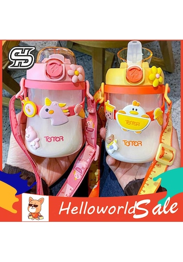 Helloworld Bebek Mama Bardağı Damlamaya Dayanıklı Kız Sevimli Su Şişesi