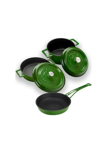 Lava Döküm 3x Trendy Serisi 6 Parça Tencere & Tava Seti Kırmızı