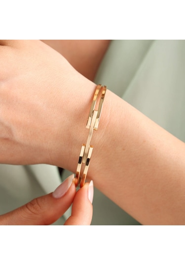 Altın Kaburga Kelepçe Çift Kol Tek Sıra