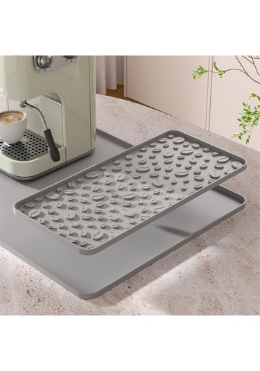 15.75x23.6 İnç Kahve Bar Matı Ve Çıkarılabilir Bulaşık Kurutma Matı Gri Diğer