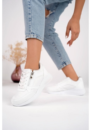 Muggo Asel Bağcıklı Yandan Fermuarlı Ortopedik Günlük Kadın Spor Ayakkabı 001