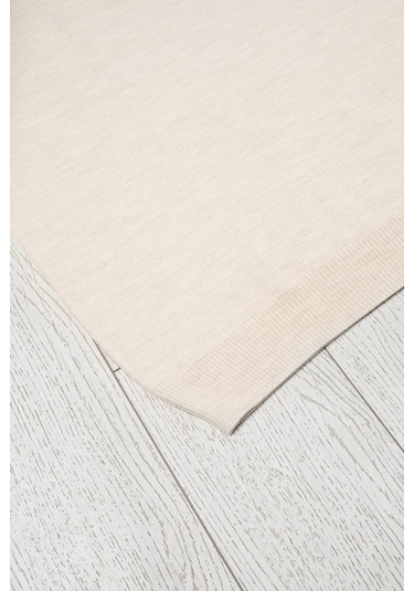 V Yaka Battal Büyük Boy Yünlü Kolsuz Triko Süveter Krem