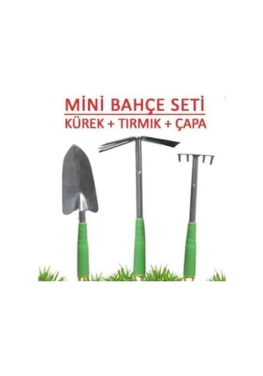 3'Lü Bahçe Seti Tırmık Çapa Kürek Mini Bahçe Seti