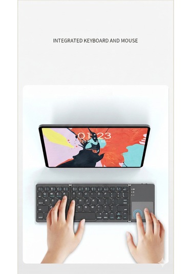 Touchpad'li 3'e Katlanabilir Bluetooth Klavye - Çoklu Cihaz Destekli Ultra İnce Seyahat Klavyesi