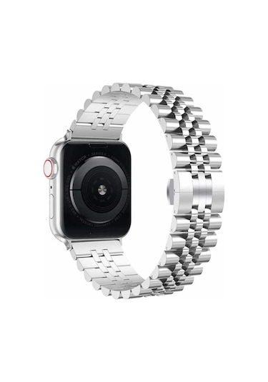 Watch 42mm Uyumlu Krd-36 Metal Prl Kordon Gümüş-siyah