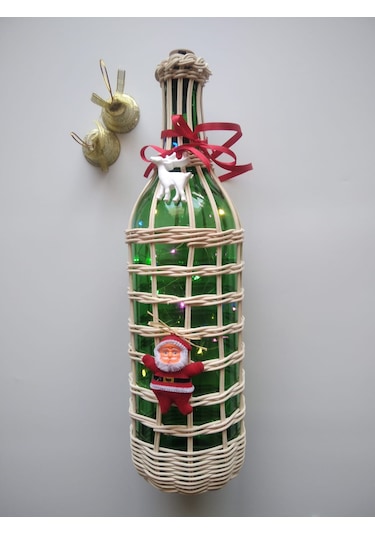 Noel Temalı Işıklı Bambu Şişe