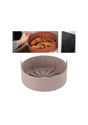 Suntek Magideal Yuvarlak Hava Fritöz Silikon Pot Gıda Kahve-16cm