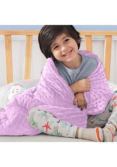 Mor Bebek Yumuşak Minky Noktalı Battaniye Sıcak Polar Bebek Arabası Örtüsü Yorgan Kundaklama Yatak Mor