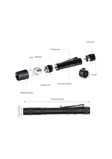 Valkyrie 395nm Ultraviyole Uv Kalem El Feneri - Alüminyum Darbeye Suya Dayanıklı Cep Feneri Klipsli Kalem Fener Blacklight Siyah