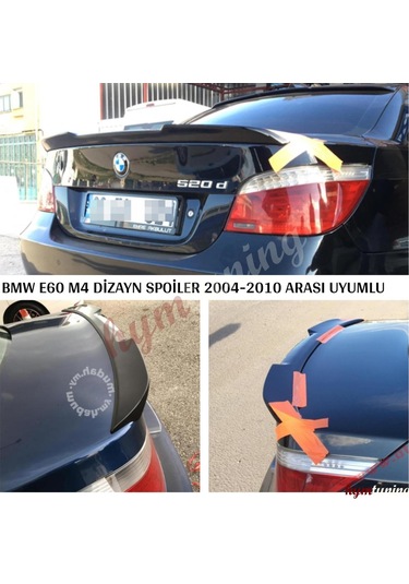 BMW E60 M4 Spoiler, Eski 5.20 2004 2011, Parlak Siyah Boyalı