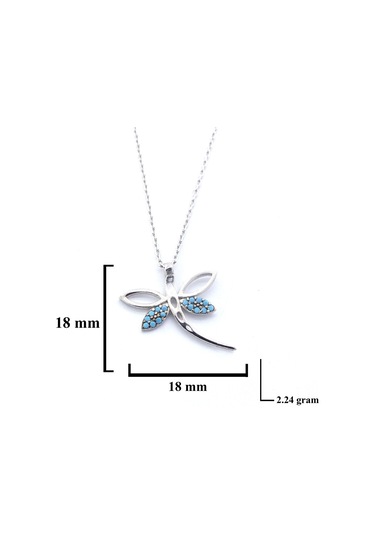 Ferizz Mavi Taşlı Yusufcuk Gümüş Kolye Gk-319