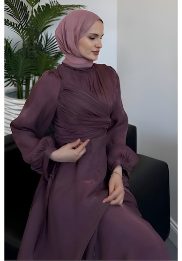 Kolu Bağlamalı Abiye Mürdüm