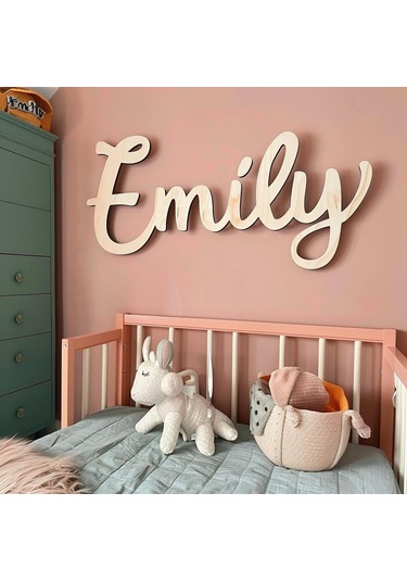 İsme Özel Çocuk ve Bebek Odası Duvar Kapı İsimlik 50 CM Açık Kahverengi