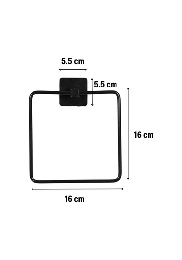 Ollevra Kendiliğinden Yapışkanlı Siyah Paslanmaz Metal Kare Havluluk Siyah