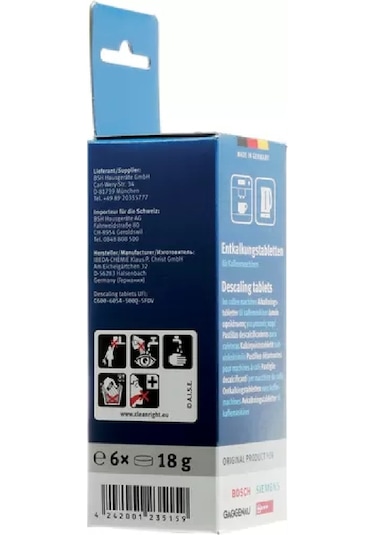 Kahve Makineleri Ve Su Isıtıcıları İçin Kireç Çözücü Tablet 3X18G