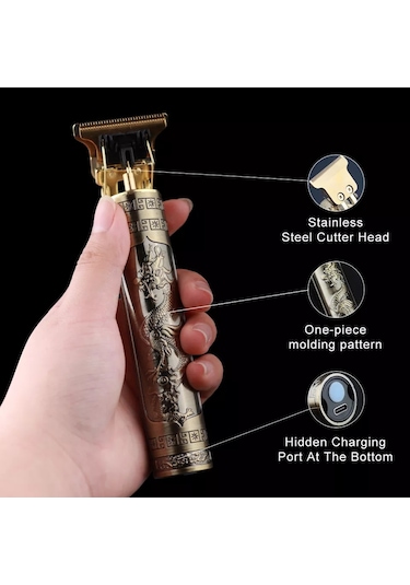 Vintage T9 Dragon Profesyonel Şarjlı Çok Fonksiyonlu Tıraş Makinesi