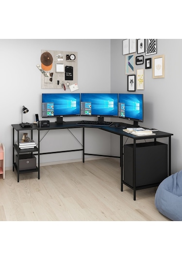 Minar Power L Köşe Çalışma Masası - Siyah