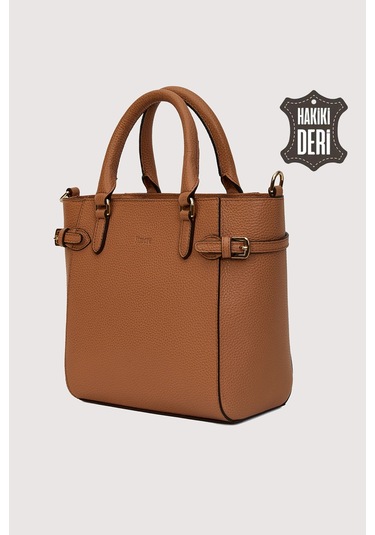 Hakiki Deri Kadın El Çantası Taba Smr7922 Taba