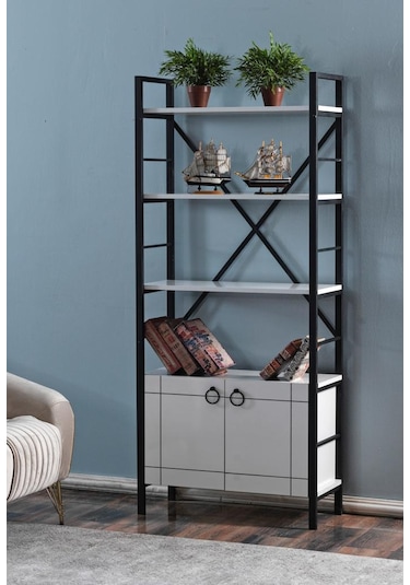 Makbulceavm Yağmur Metal Kitaplık Beyaz