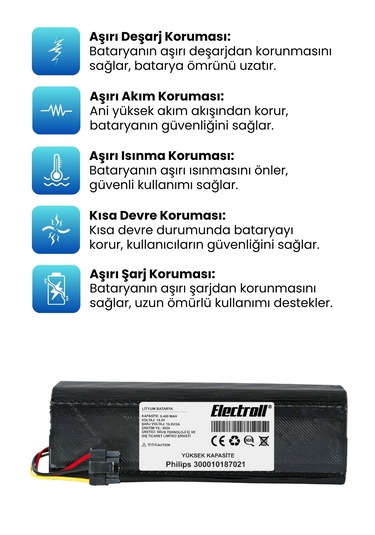 Philips 300010187021 Robot Süpürge Bataryası Yüksek Kapasite