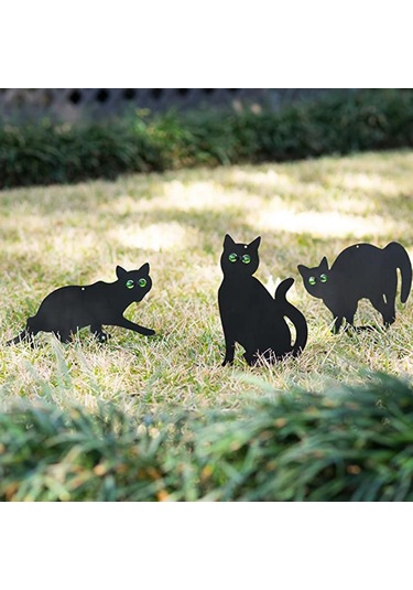 3'lü Kedi Figürü Zemin Dekorasyon Seti 2d Gerçekçi Yansıtıcı Gözlü Yavru Kedi