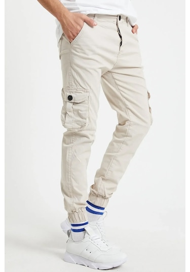 Erkek Kargo Jogger Pantolon Rahat Kesim Lastikli Paça Taş