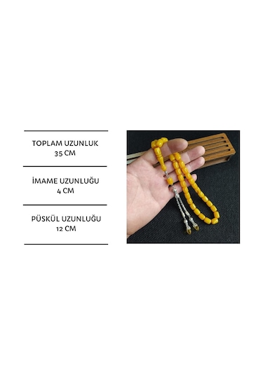 Vipkehribar Sarı Hareli Sıkma Kehribar Yılangözü Tesbih 8 x11 MM