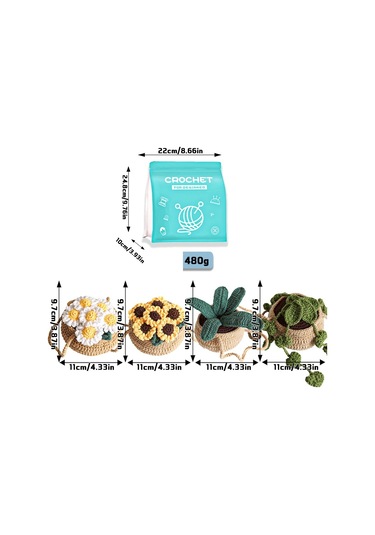 4 Adet / Set Asılı Sepetler Tığ İşi Başlangıç Kiti Adım Adım Video Eğitimleri İle Yeni Başlayanlar İçin