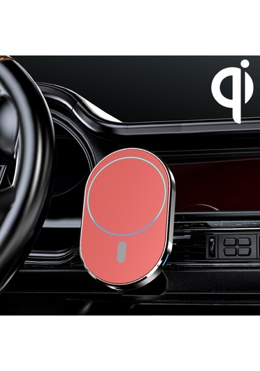 Sones Jjt-968 15w Maksimum Çıkış Manyetik Araç Hava Çıkış Braketi Kablosuz Şarj Cihazı Kırmızı