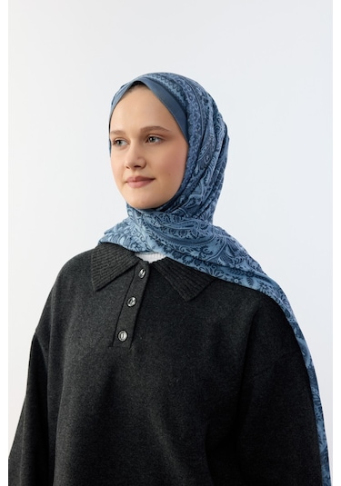 Mirsoy Scarf Mirayze Etnik Desen Şal İndigo