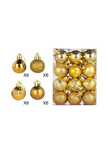 Skycity Klasik Kiremit Renkli 3cm Kabak Şekilli Noel Topları - Plastik电镀yapım, Ağaç Ve Tavan Süslemeleri, 24 Adet/set