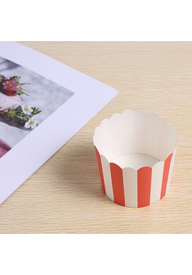 Sointeresting 50x Cupcake Sarma Kağıdı Kek Kabı Pişirme Kapları Liner Muffin Mutfak Pişirme Kırmızı Çizgiler KIrmızı