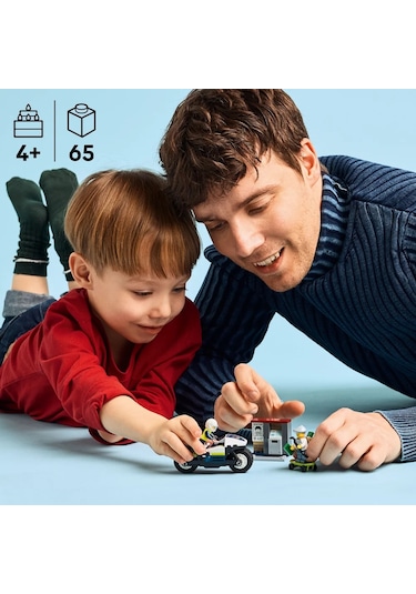 LEGO® City Polis Motosikleti Takibi 60455 - 4 Yaş ve Üzeri Çocuklar için Yaratıcı Oyuncak Yapım Seti (65 Parça)