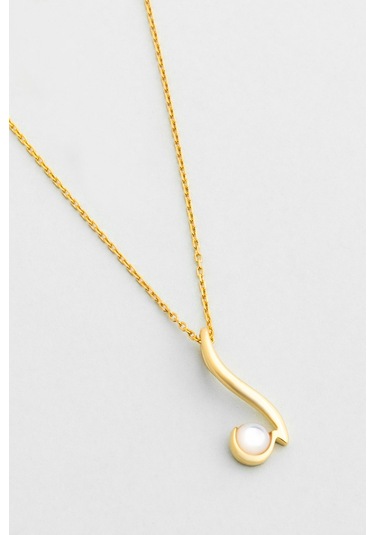 Sedef Büyüsü 18 Ayar Sarı Altın Kaplama 43 Cm Gümüş Kolye Sarı