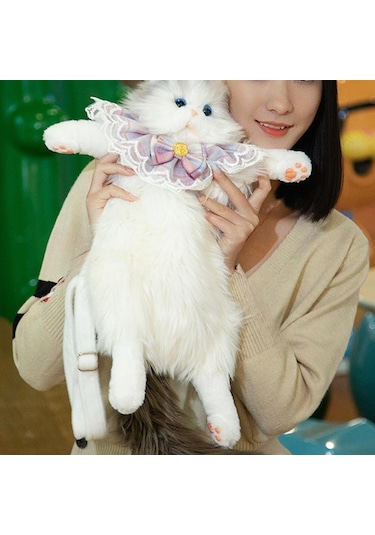 Suntek Sevimli Doldurulmuş Kedi Şekilli Sırt Çantası Gri