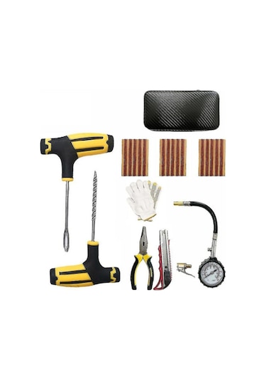 Teltree Otomobil Lastik Tamir Seti, Hızlı Tamir Araçları, Vakum Lastikler İçin, 15 Tırnaklı Plug Ve Gereçler, Taşınabilir Kutuda