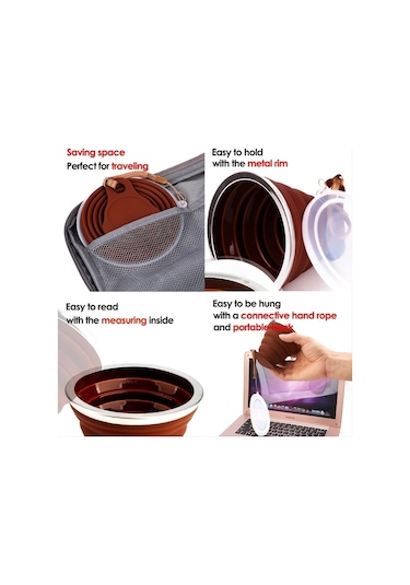 Elmpaly Katlabilir Silikon Seyahat Bardağı 270ml Gri Kamp Ve Doğa Yürüyüşü