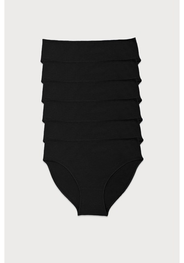 Malabadi Kadın Siyah 6 Lı Paket Modal Dar Kalıp Ara Bel Slip Külot 187 Siyah