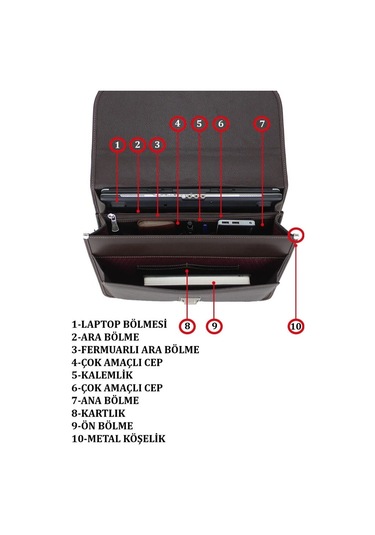 Case Club Erkek El Omuz Evrak Çantası Omuz Askılı Kilit Mekanizmalı Kahverengi