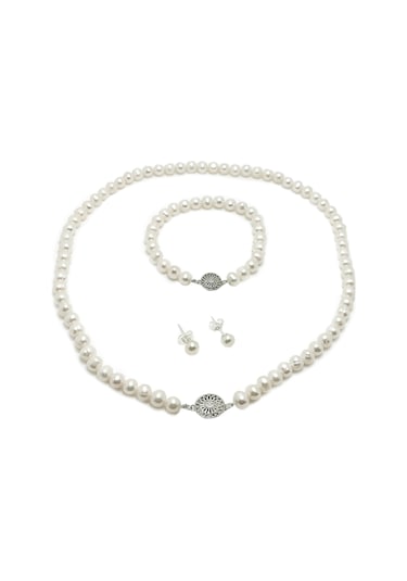 Chavin Doğal İnci Kolye Küpe Bileklik Özel Kutulu Set Ep95by