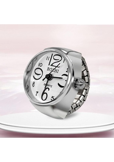 Beyaz İzle Yüzük Erkekler Kadınlar Için Parmak Yuvarlak Kuvars Takı Paslanmaz Çelik Yüzük Sevgilisi Çifti Saatler Beyaz