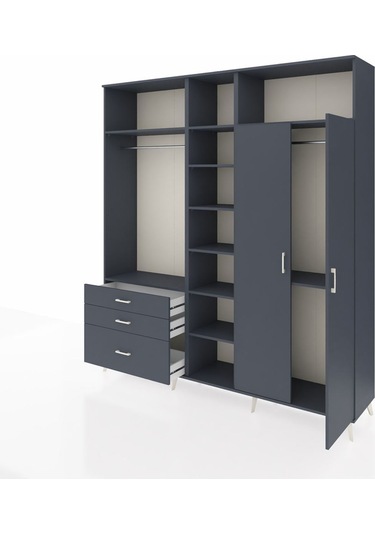 Hyperion Dolap 10 Raflı 3 Çekmeceli 2 Askılı 220x44x243 Antrasit-antrasit/antrasit Antrasıt/antrasıt Hyperion Dolap 10 Raflı 3 Çekmeceli 2 Askılı 220x44x243 Antrasit-antrasit/antrasit Antrasıt/antrasıt