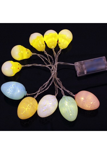 Geeksen Pili İçermeyen 1.65m 10 Led Yumurta Ve Tavukçuğu Şekilli Sürekli Açık Led Işık Zinciri - İç/ Dış Mekan Dekorasyonu, Piyango, Parti Çok Renkli