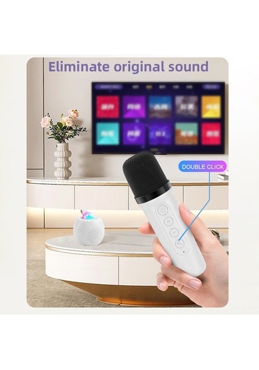 Besthome1 Beyaz Led Işıklı Bluetooth Hoparlör, Mikrofonlu Ktv Seti - Ev Ve Parti İçin Mükemmel